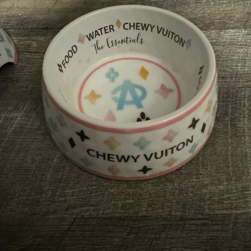Chewy Vuitton water and food bowl